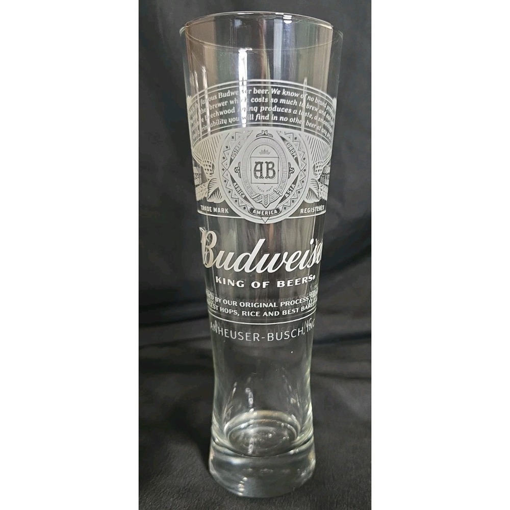 Budweiser King Of Beers Tall  Clear 16oz. Beer Glass Anheuser-Busch